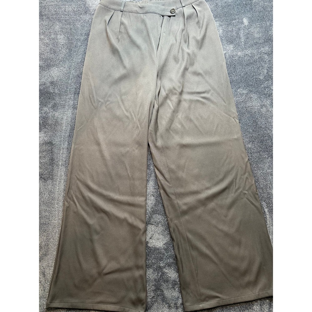 Cider Grey Wide Leg Pleated Trousers High Waist Pants XL -232